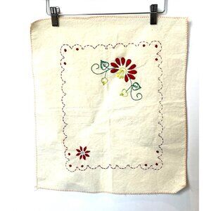 Set Of 4 Unfinished Cross Stitch Embroidered Linen Napkins 17" X 17" Floral Patt